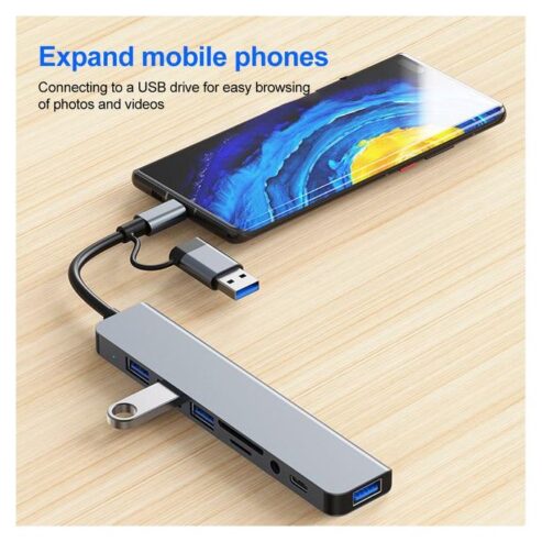 Usb C Hub 8 In 2 Type C Splitter Usb